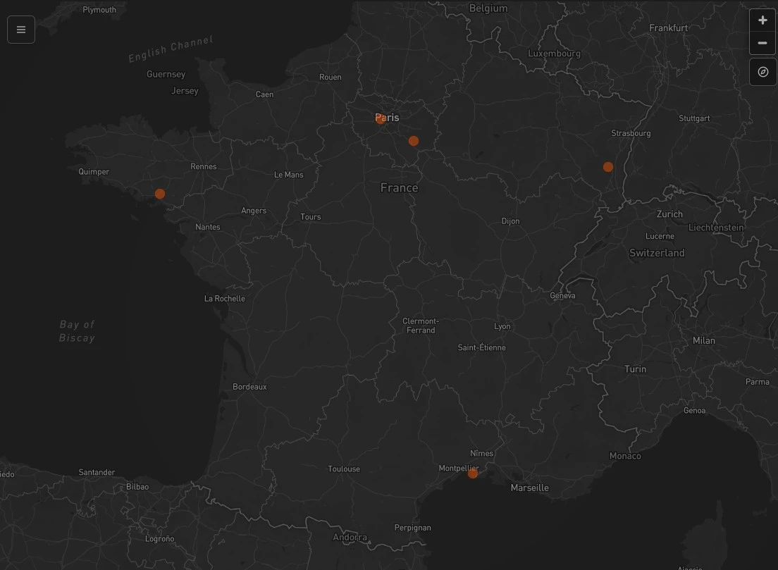 Carte interactive des terrains